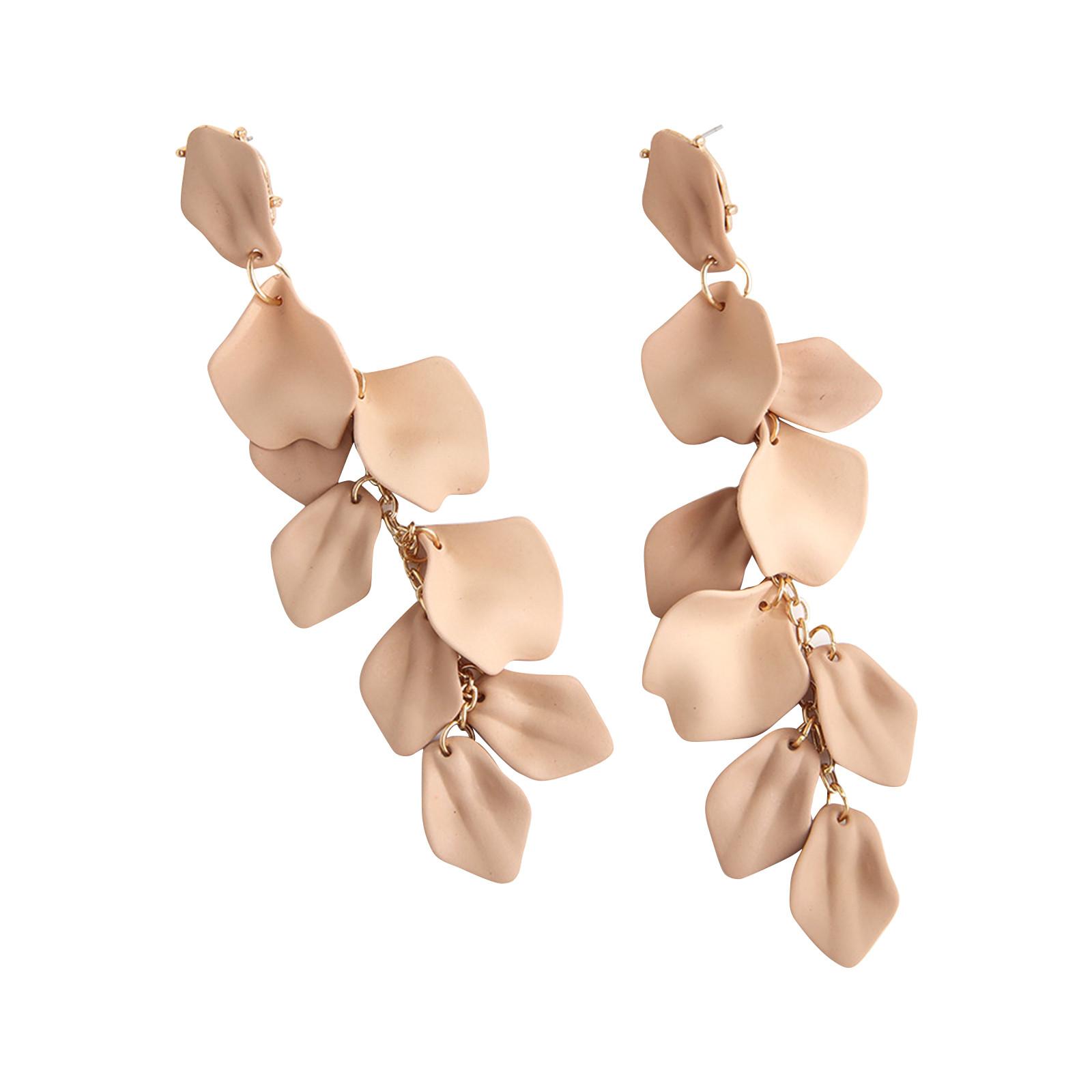 

Vintage Style Long Dangle Earrings Floral Leaf Petal Design Lightweight Statement Jewelry for Women and Girls One Size