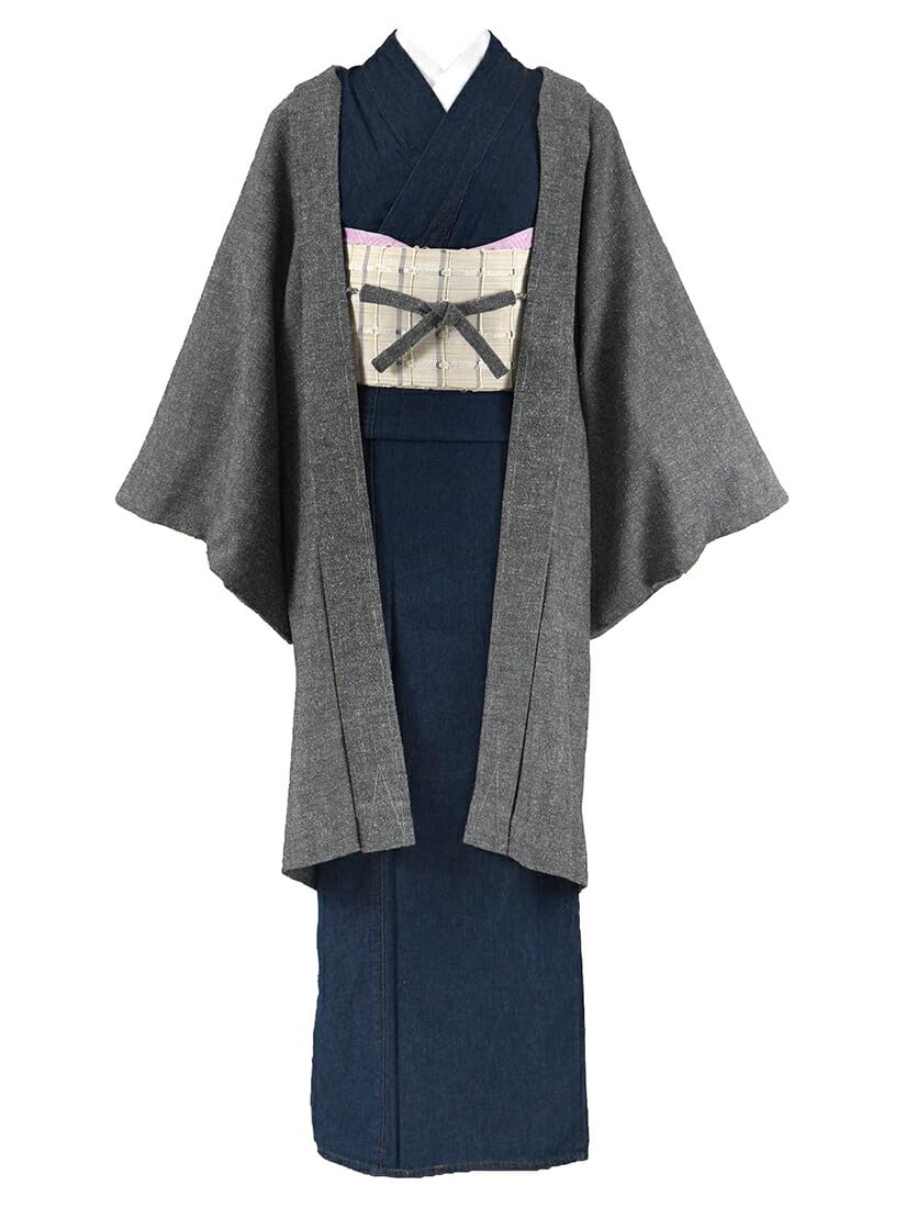 

Kimono Haori Japanese Clothing Made in Japan Cotton Wool Long Haori Plain Dustproof Long Length Tailored F Black [Nagomiya] Women s чорний