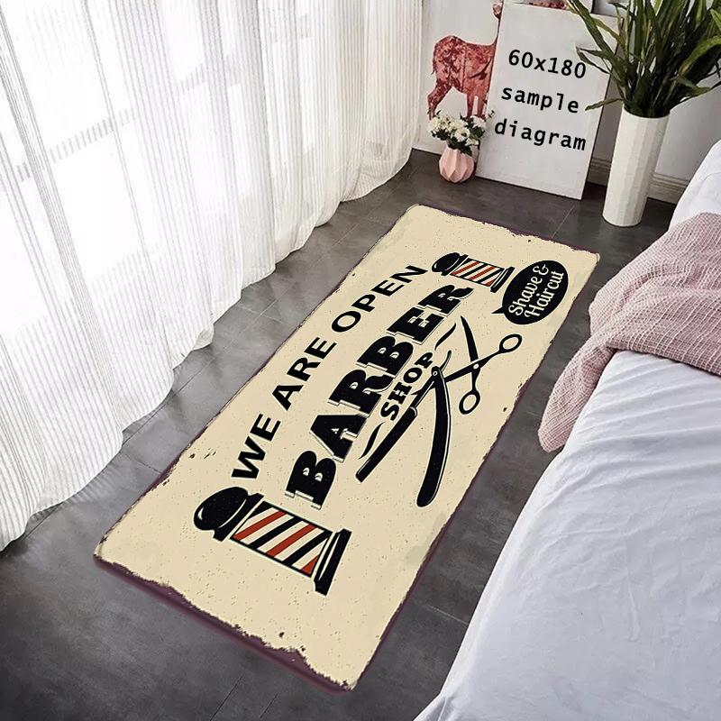 Doormat Flannel Barber Shop Salon Floor Mat Indoor Foot Rug Bedside Mats Kitchen Corridor Absorbent Carpet Ideal Balcony Decor