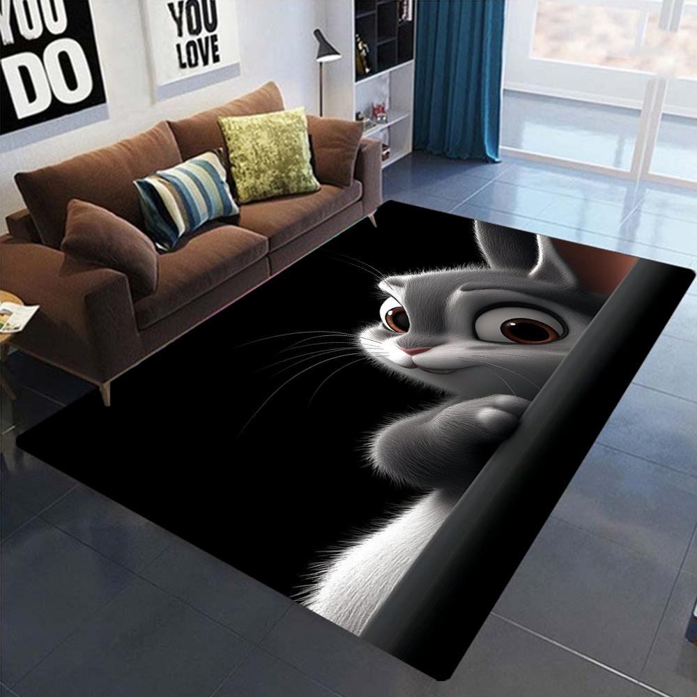 Cartoon-Tierdruck-Teppichmatte rutschfeste Rückseite Teppich Niedliches Kaninchenmonster 3D-geprägtes Design für Kinderzimmer Heimdekoration Stil
