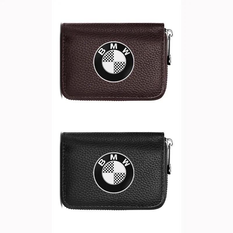 HZAU9 2025 Hots E60 Leather Emblem Car Key Case Keychain Zipper Key Case Bag For 50th BMW M M3 M5 M6 M2 E46 E90 E60 F10 F30 E39 E36 F2
