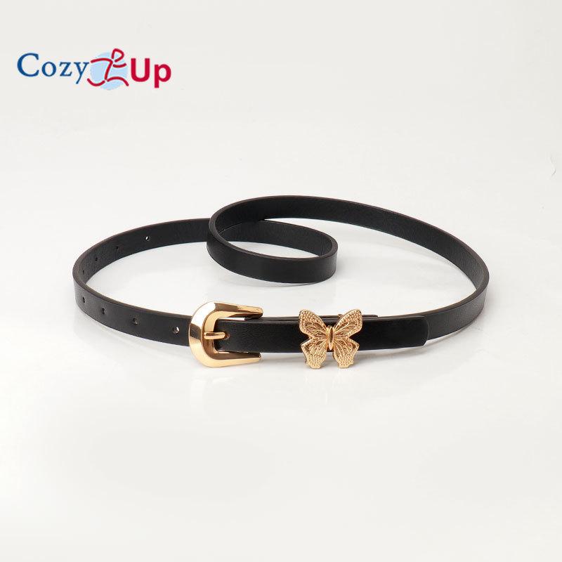 

Женский ремень из натуральной кожи, модный ремень для платья с пряжкой-одиночным зубцом 103x1.4cm чёрный