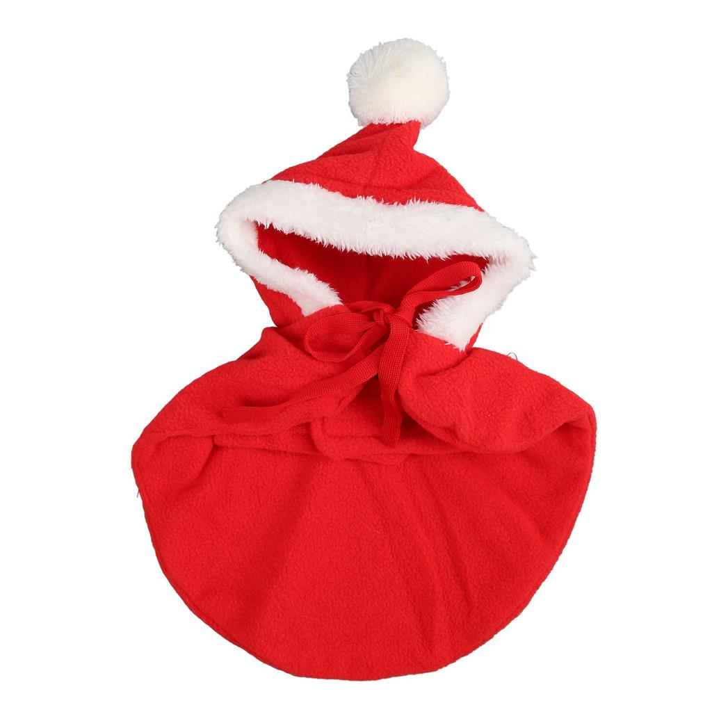 Pet Christmas Cloak Warm Soft Skin Friendly Cute Hooded Dog Cape Apparel for Puppy Cat Red L