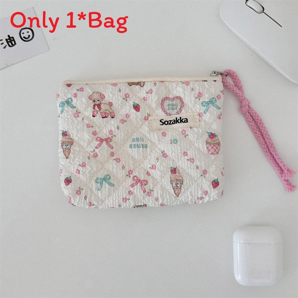 Cute Floral Cotton Wallet With Zip Pouch For Daily Use And Travel Storage For Girls