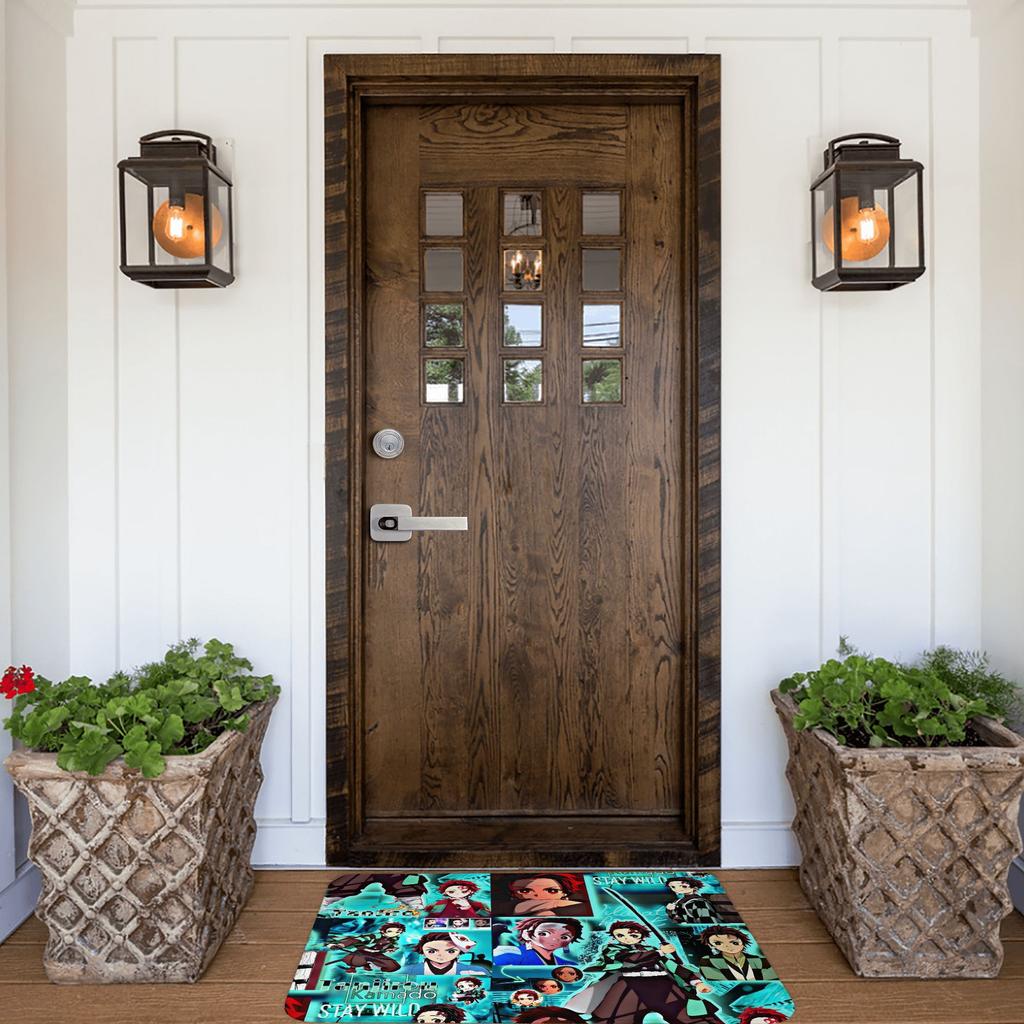 Demon Slayer Front Door Floor Entrance Mat Outdoor Tanjiro Kamado Bath Kitchen Doormat Garden Carpet Rug