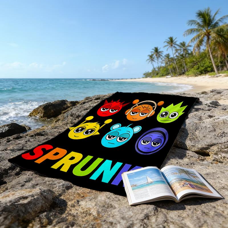 1pc SPRUNKI2 Beach Towel, Beach and Seaside Swimming Pool Equipment, Fashion Pattern, Rectangular, Travel Essentials