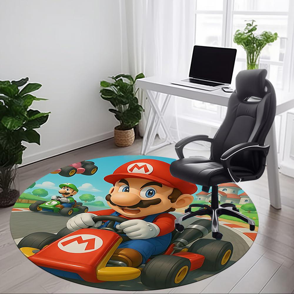 1pc Mario Kart Race Office Round Area Rug, Bedroom Living Room Home Decor, Room Deco, Offic A1016230