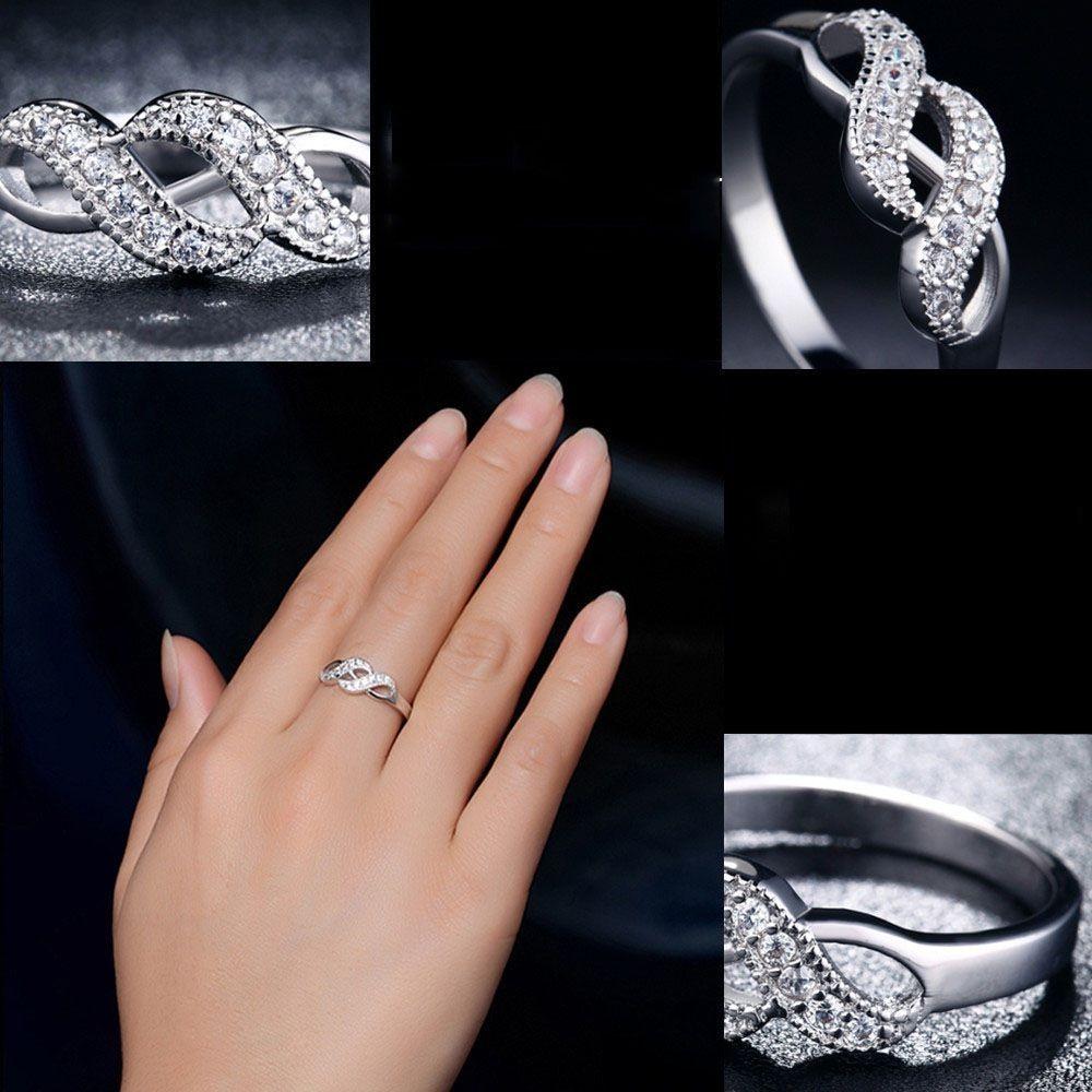 Spiral Fashion Double Jewelry High Quality Womens Ring Shiny Silver Four Sizes