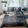 Sailboat Bedspread Cover Collection Plush Microfiber Fabric Nautical Decor Queen Dimension Retro Pirate Sailboat Comforter Cover Sunset Marine Pattern