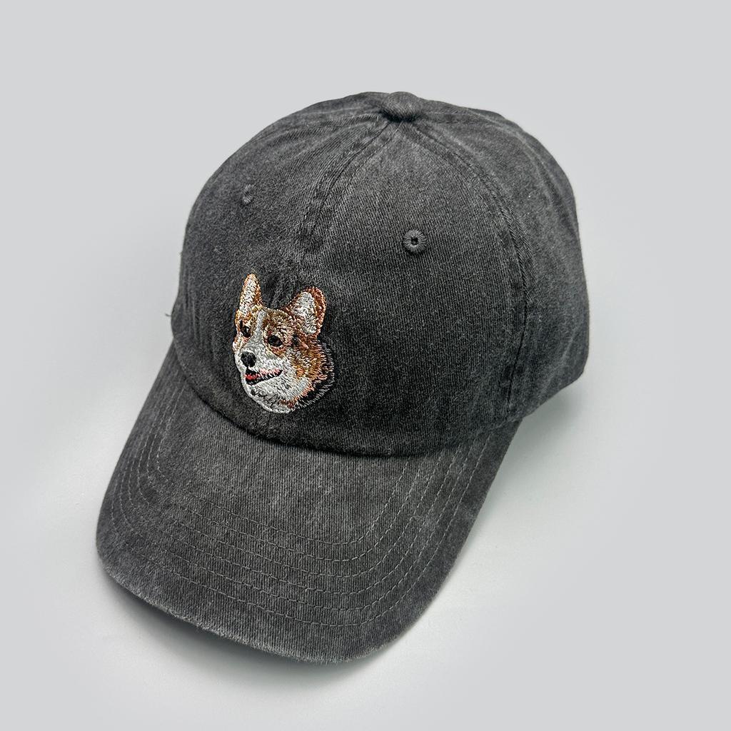 Cute Retro Puppy Embroidered Baseball Cap Men'S And Women'S Sunshade Simple Street Personality Cap
