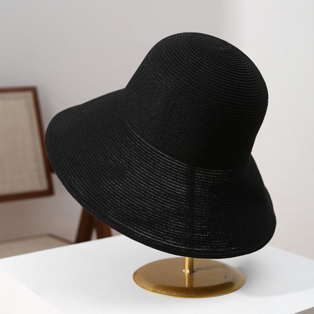 Simple Wide Brim Straw Hat Solid Color Women's Sun Visor Hats UV Protection Cap  Outdoor Activities