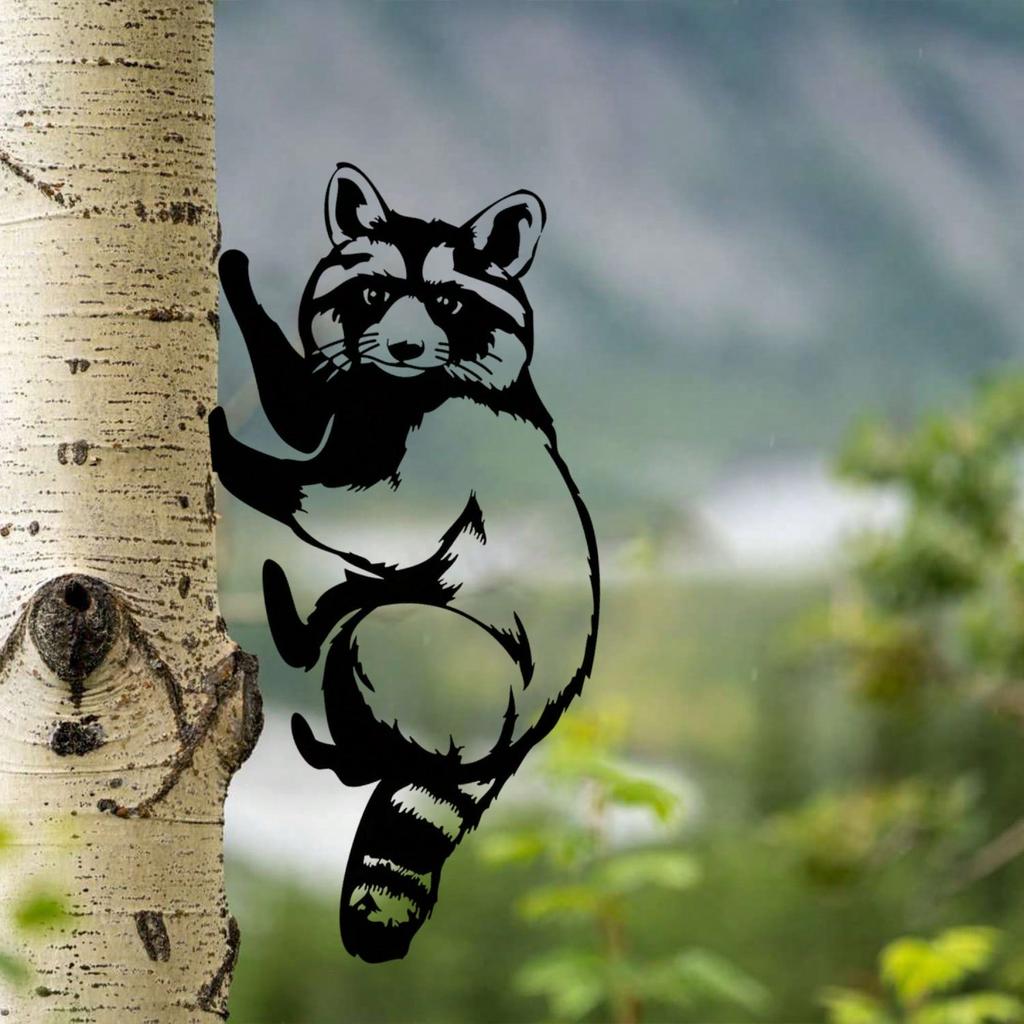 Metal Tree Stake Wildlife Silhouette, Outdoor Garden Yard Art Decor, Iron Animal Lover Gift