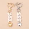 Cute Alloy Love Heart Keychain Women Girls Pearl Bowknot Key Ring Pendants Handbag Decor DIY Handmade Key Chain Gifts