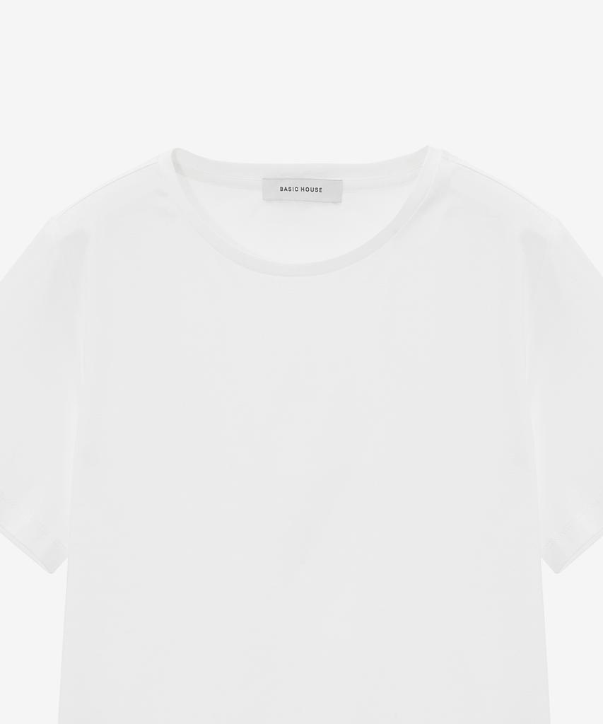 BASIC HOUSE Women'S Cotton Modal Crew Neck Short Sleeve T-Shirt White Lzts3212