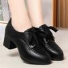 Mode Bequeme Weiche Lederschuhe Damen Plateau Pumps 2024 Frühling Schnürschuhe Block Mittelhohe Absätze Schuhe Oxfords Für Büro Mutter Arbeit