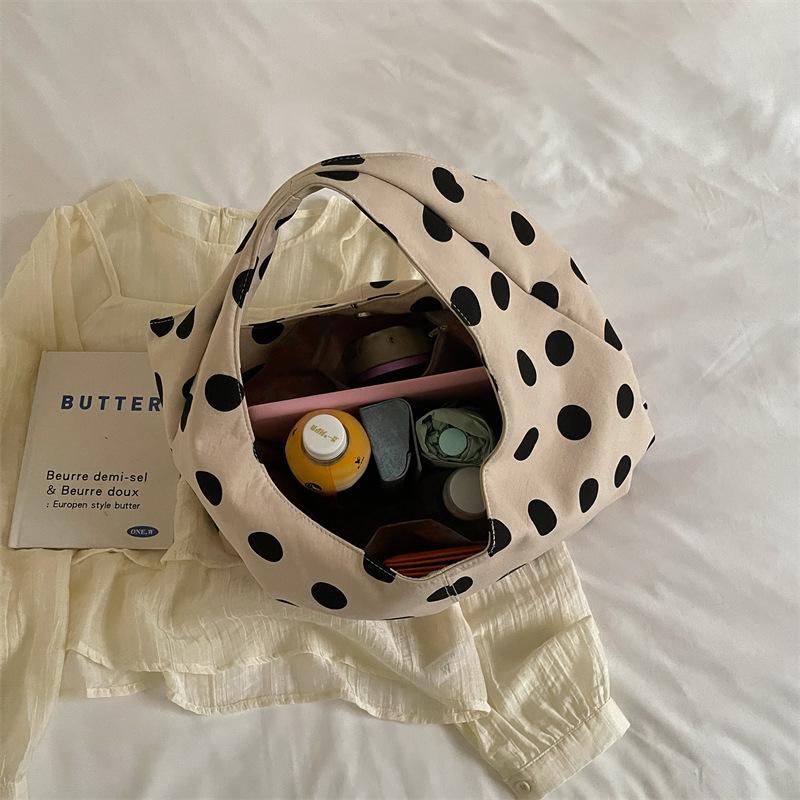 Niche Polka Dot Women's Single Shoulder Bag, Versatile Color Block Design, Large-Capacity Korean Style Underarm Bag