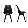 Chaise de cuisine rétro rembourrée - SPRINGOS - Noir - Pieds en bois massif - Capacité 125 kg