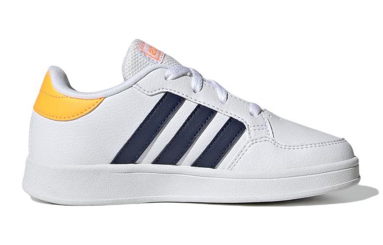 Adidas Neo Breaknet K Synthetic Leather Comfortable Abrasion Resistant Low top Kids' Skateboarding Shoes White Yellow GW2889