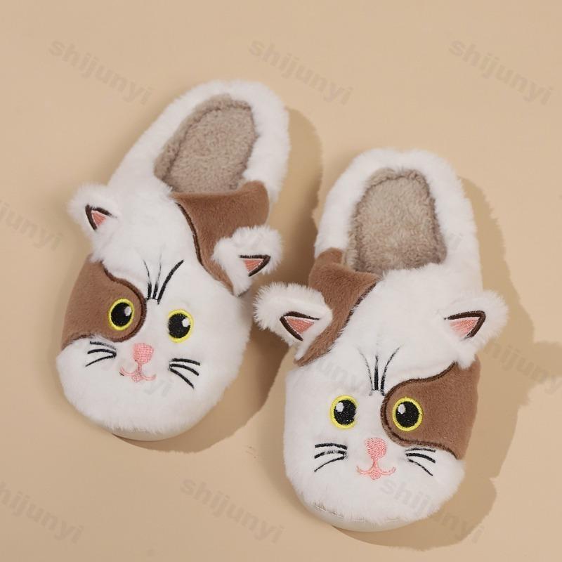 Fashion Women's Cotton Slippers Warm Cartoon Winter Couple Non-Slip Indoor Home Slippers Plush Fluffy 2025 Comfortable Floor Slippers