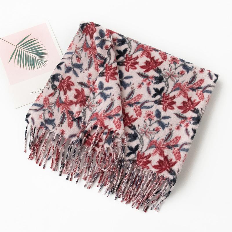 New Soft and Warm Imitation Cashmere Vine Printed Tassel Scarf High End Women's Scarf Shawl