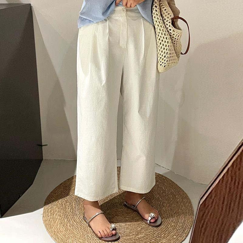 Women's Elastic Wide-leg Pants Summer High-waisted Slimming Straight-leg Pants with A Good Drape and Casual Pants