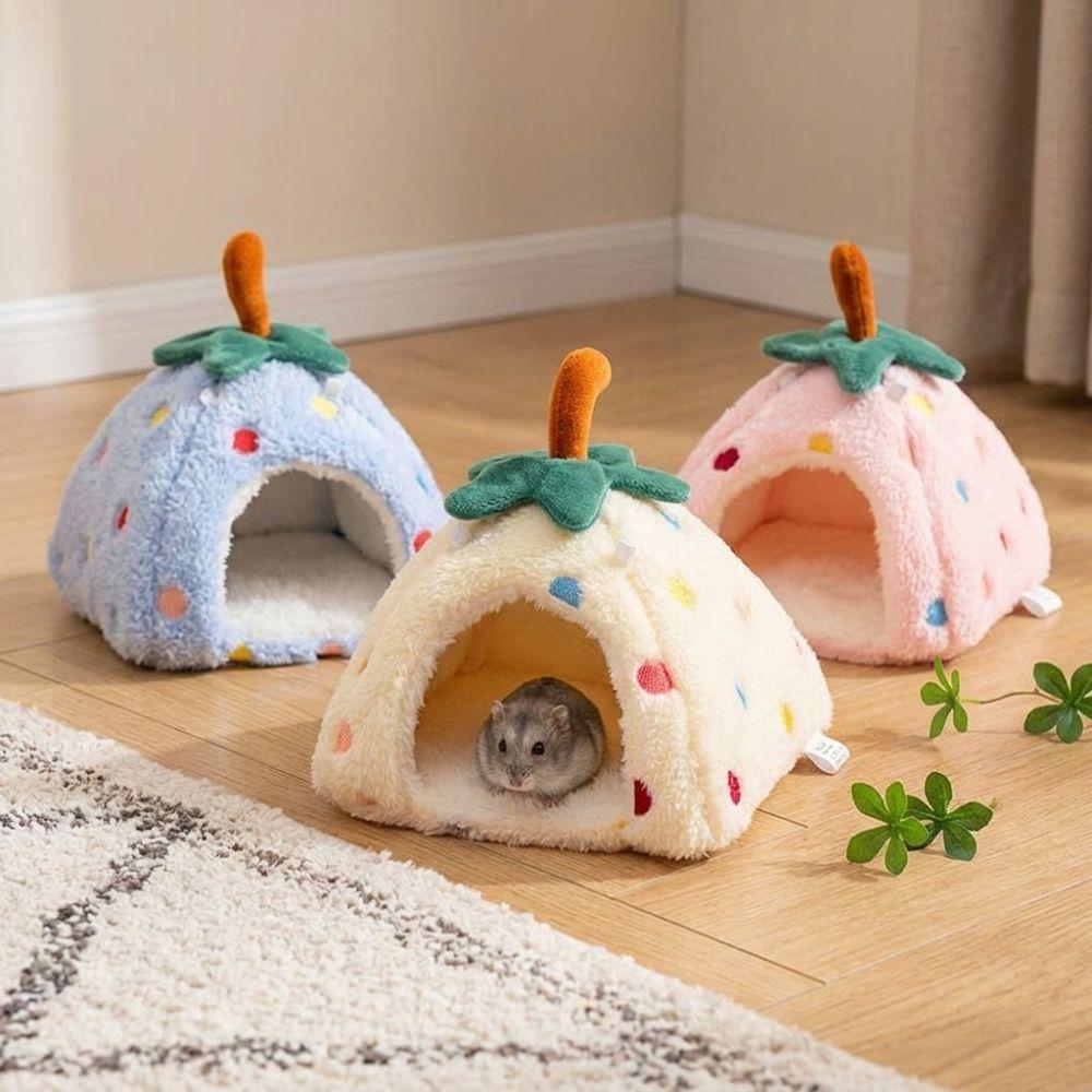 Thickened Plush Hamster Warm Bed Cozy Hideaway Hamster Nest Pet Cotton Hut  Cage Accessories