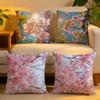 Cushion Cover  Linen  SkinFriendly Soft Decorative Case For Sofa Home Decor Fashion Cherry Blossom Pillow Cover