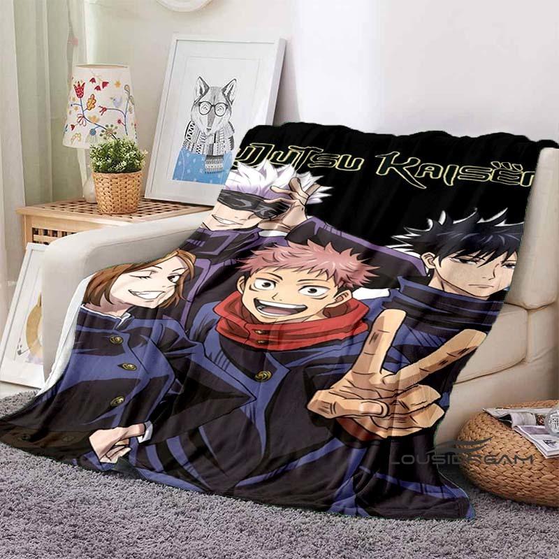 Jujutsu Kaisen Cartoon-Themed Flannel Blanket — Soft & Cozy Throw for Bed, Sofa, or Picnic Use — A Great Gift for Kids