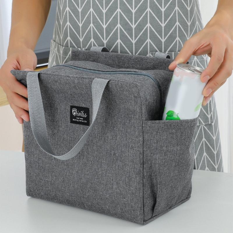Multifunctional Mother Meal Prep Bag Spacious Baby Food Storage Purse Zippered Insulated Lunch Box with Side Pockets