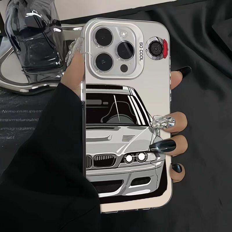 Creative Gray Car for iPhone16 iPhone Case 15 All-inclusive 14 Color Silver 13promax Laser Batch