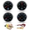 12V24V Universal 52MM 4 Gauge Kit with 2 Sensor Water Temperature + Oil Pressure + Fuel Level + Voltmeter For All Vehicle Marine