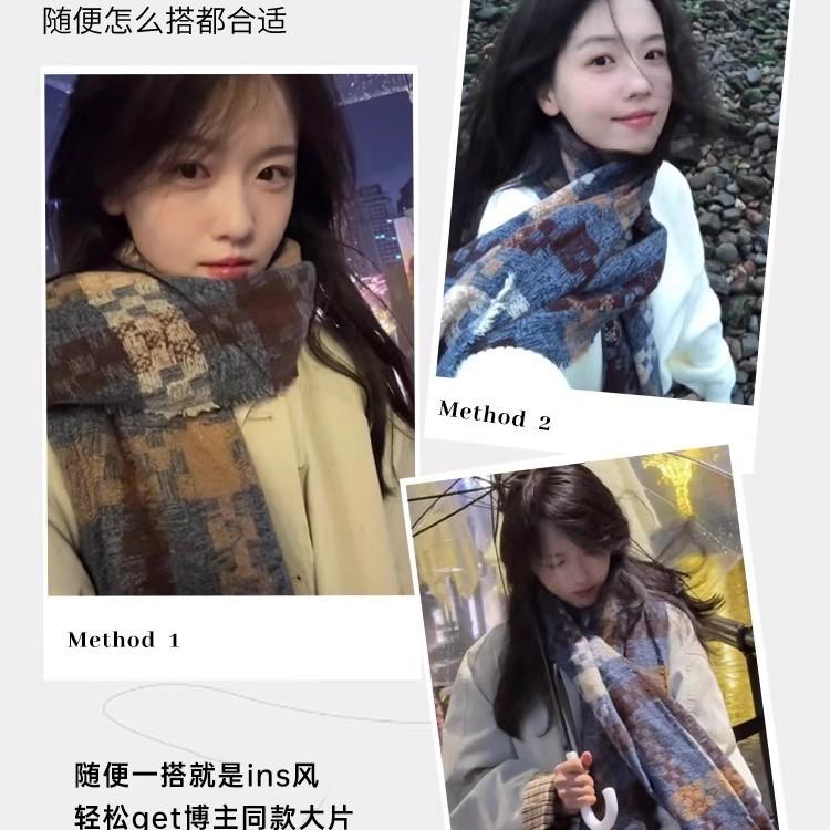 Winter couple plaid scarf retro fashion temperament warm thickened neck protection scarf versatile men and women a pair of tide