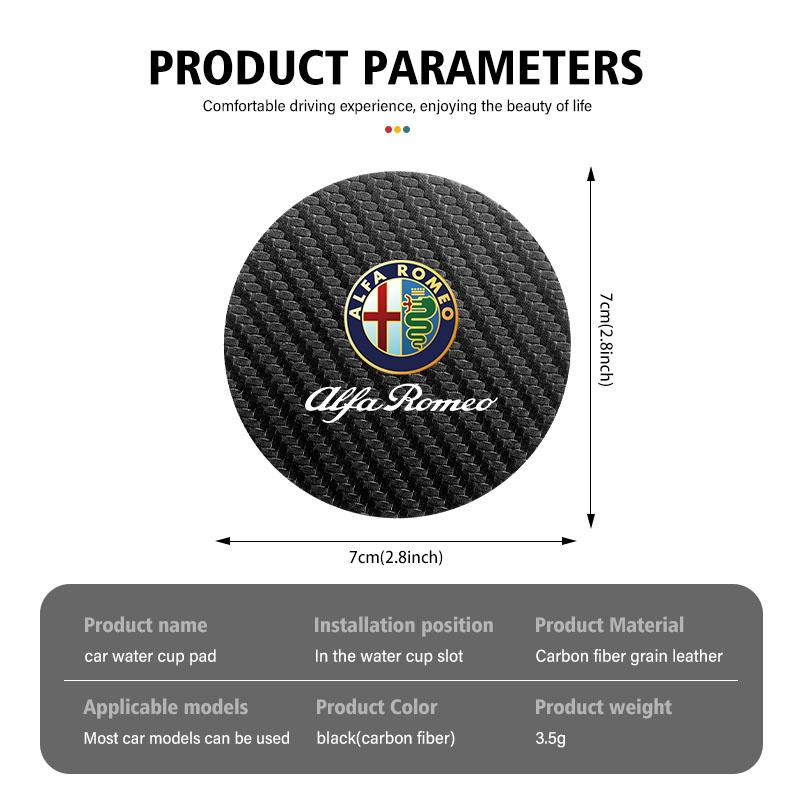 2Pcs Car Logo Water Cup Trough Mat Non-slip Pad Accessories For Alfa Romeo Giulietta Mito 159 Giulia Stelvio 156 147 BreraOY5