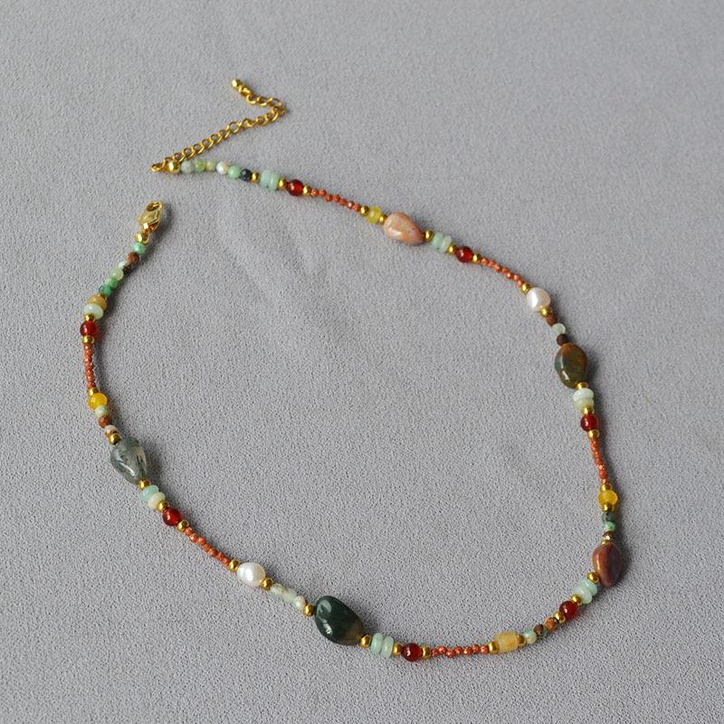 Retro Oil Painting Style Sunflower Beaded Necklace