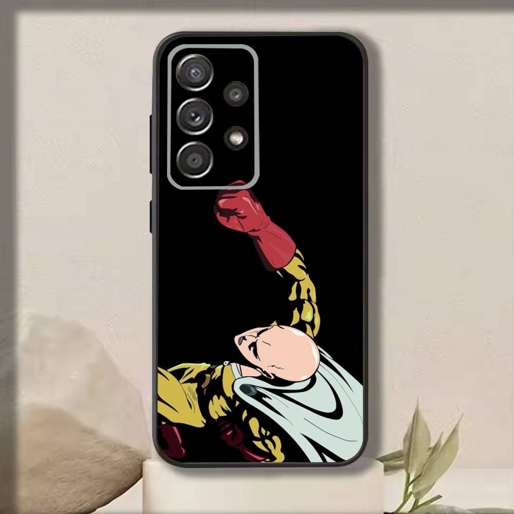 O-One Cartoon P-Punchs Man Phone Case For Samsung S25,S24,S21,S22,S23,S30,Ultra,S20,Plus,Fe,Note,10,9,5G Black Cover