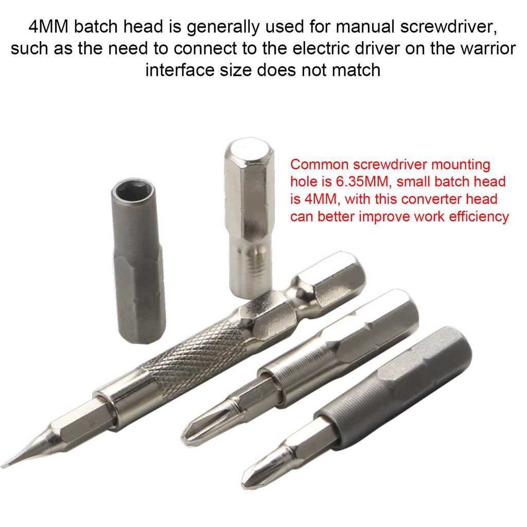Juego de 6 adaptadores hexagonales para destornillador Convierte 6,35 mm a 4 mm para una compatibilidad eficiente de herramientas y uso múltiple para broca