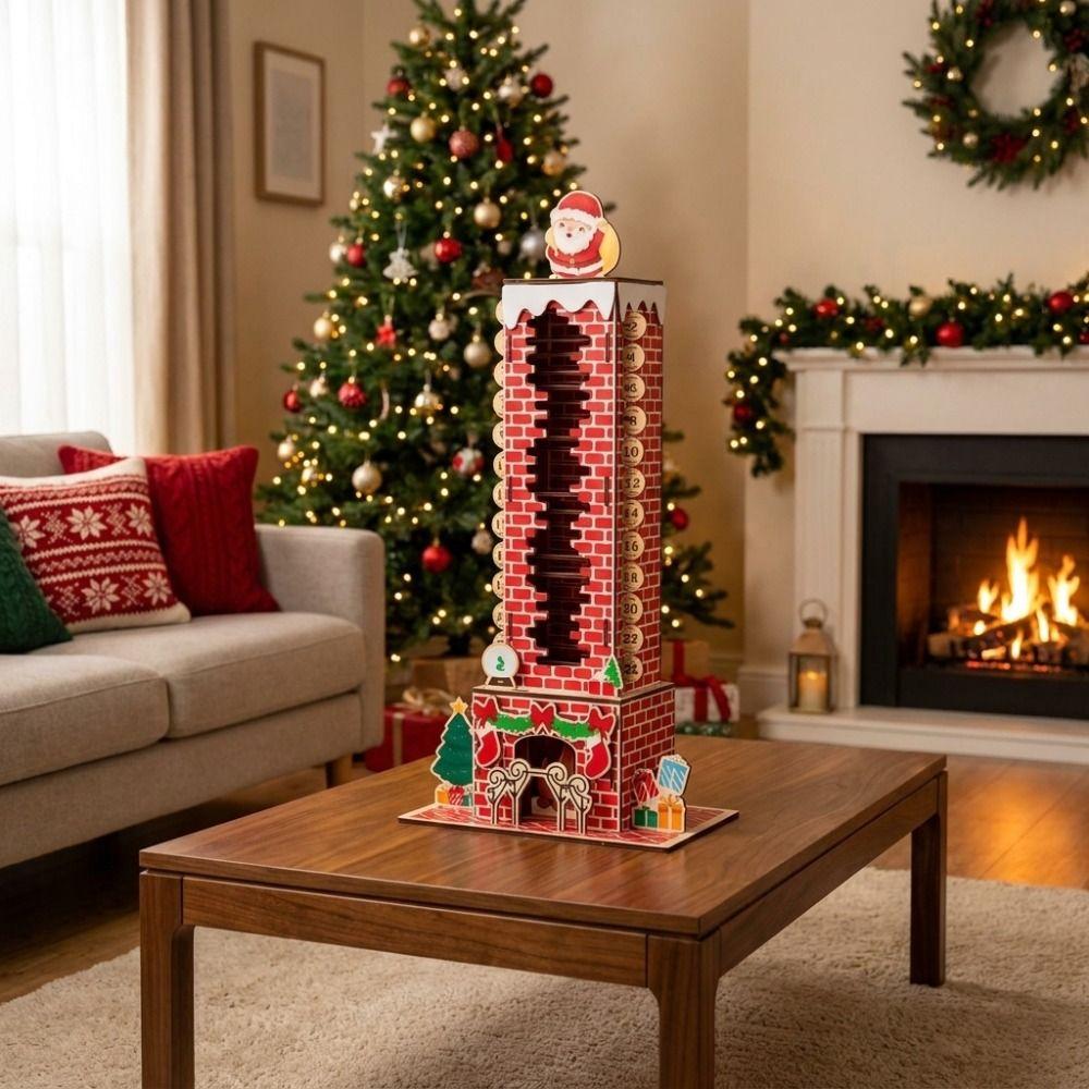 Fireplace Base Christmas Advent Calendar Pull Slider Christmas Stacking Game Family Gifts
