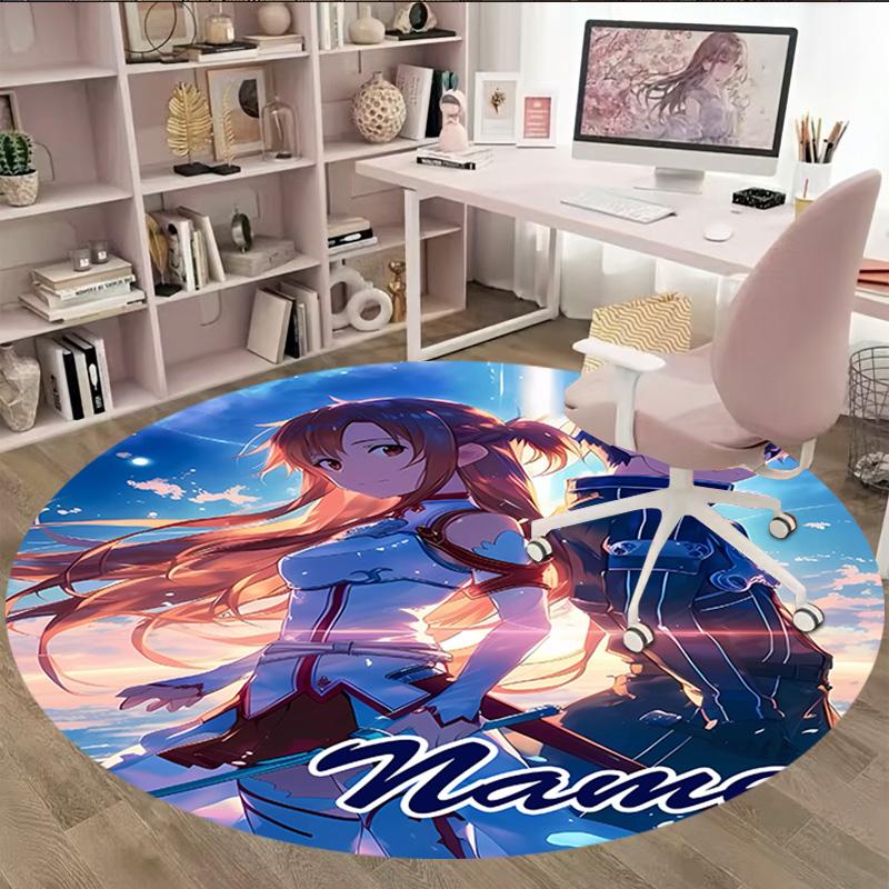 Customizable S-Sword Art Online2 Round Non-Slip Carpet - Ideal for Garden, Picnic, Office, Perfect for Decoration, Suitable For All Seasons