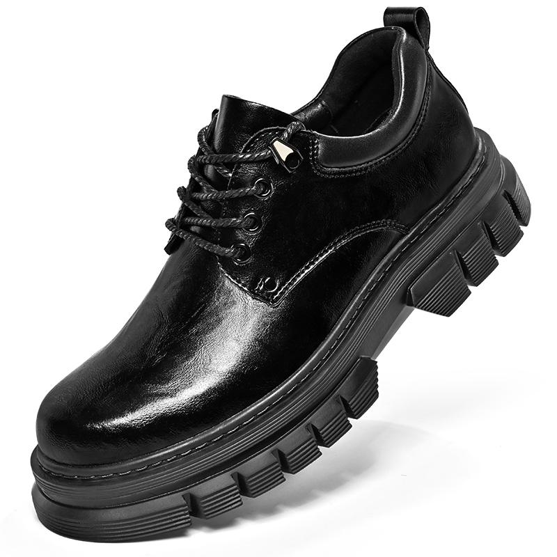 

Мужская обувь из натуральной кожи с толстой подошвой, туфли-парикмахеры, новое поступление 2024 года, мужская нескользящая повседневная обувь, высококачественные мужские оксфорды 43 чёрный