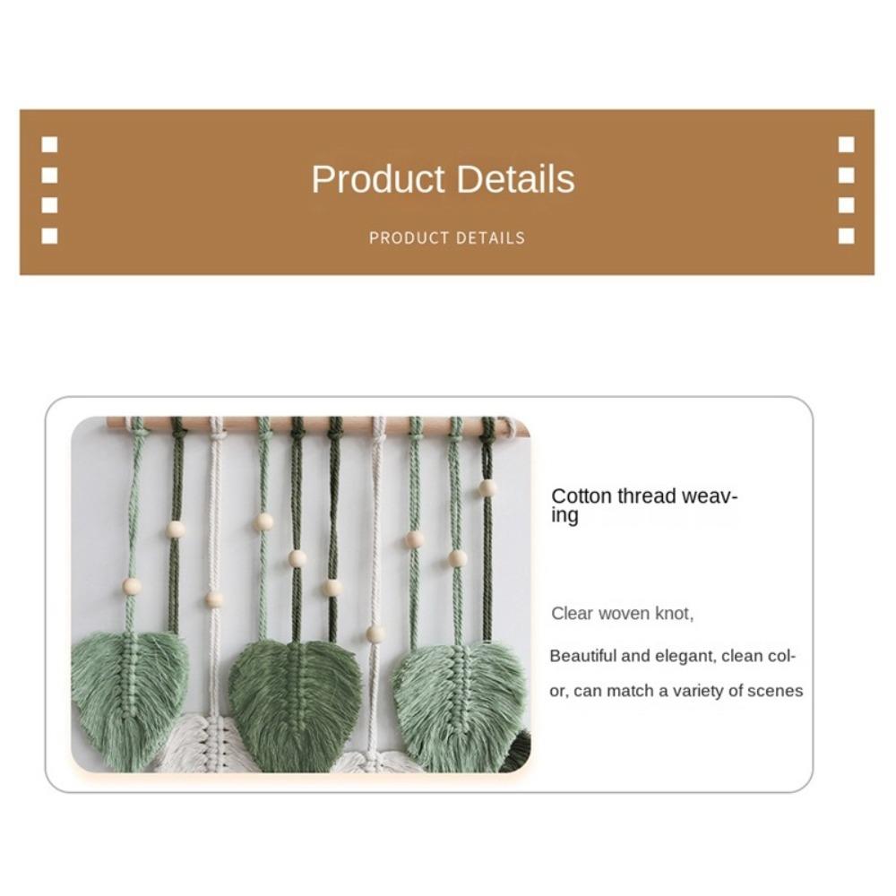 Handmade Macrame Hanging Ornament Green Wall Hanging Tapestry  for Bedroom Living