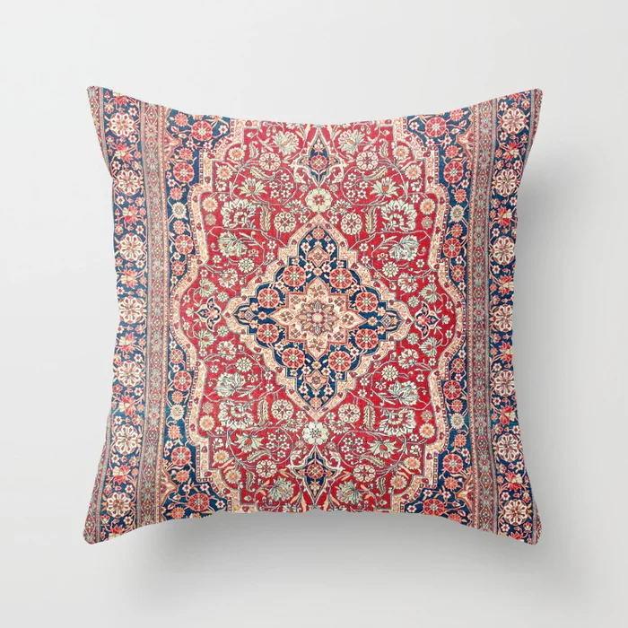 Ethnic Style Pattern Square Polyester Pillowcase, Sofa Living Room Decorative Cushion Cover, Bedroom Bedside Pillow Cover