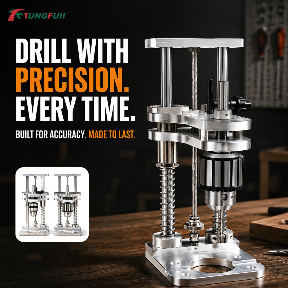 Precision Vertical Drilling Jig Aluminum Drill Press Stand with Spring Buffer for Handheld Electric Drill Use