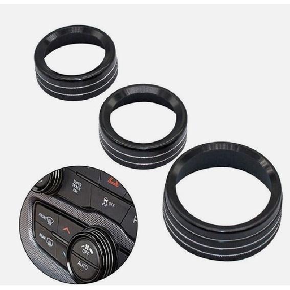 3PCS Black Climate Volume Turn Knob Ring Cover For 14-21 Jeep Grand Cherokee