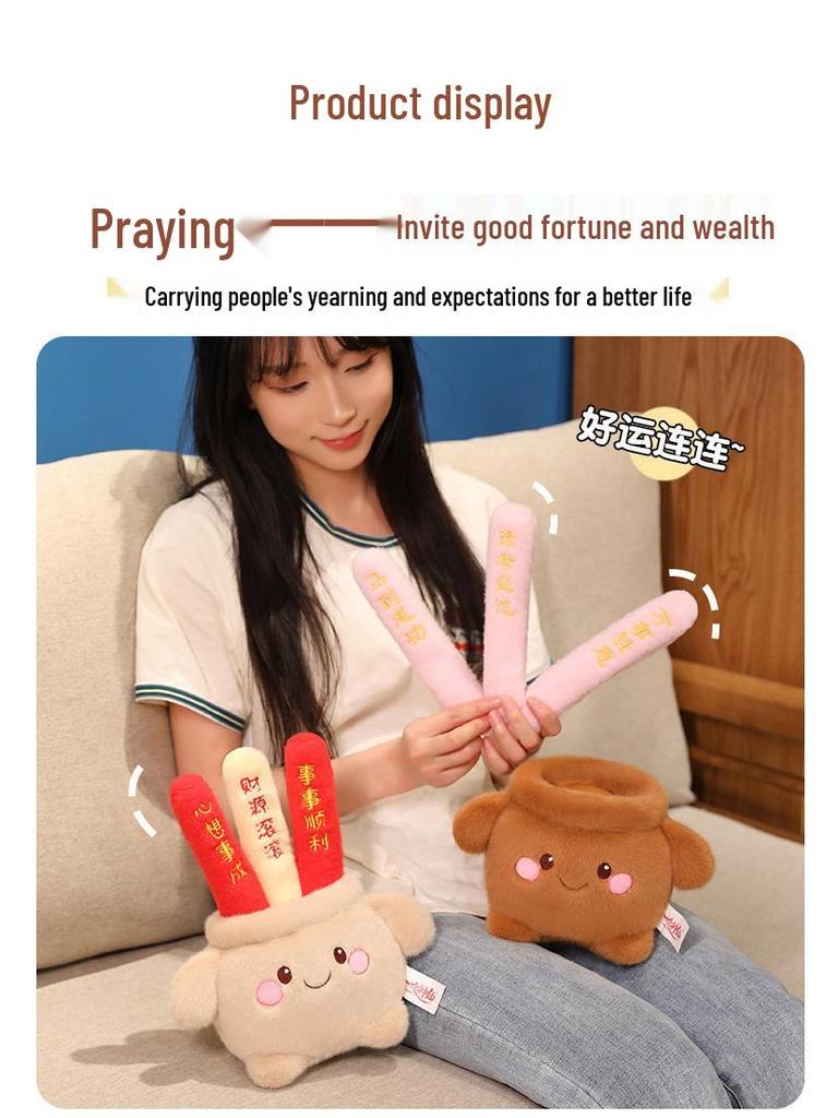 Prayer Incense Burner Plush Doll - Lucky Exam Charm Ornament