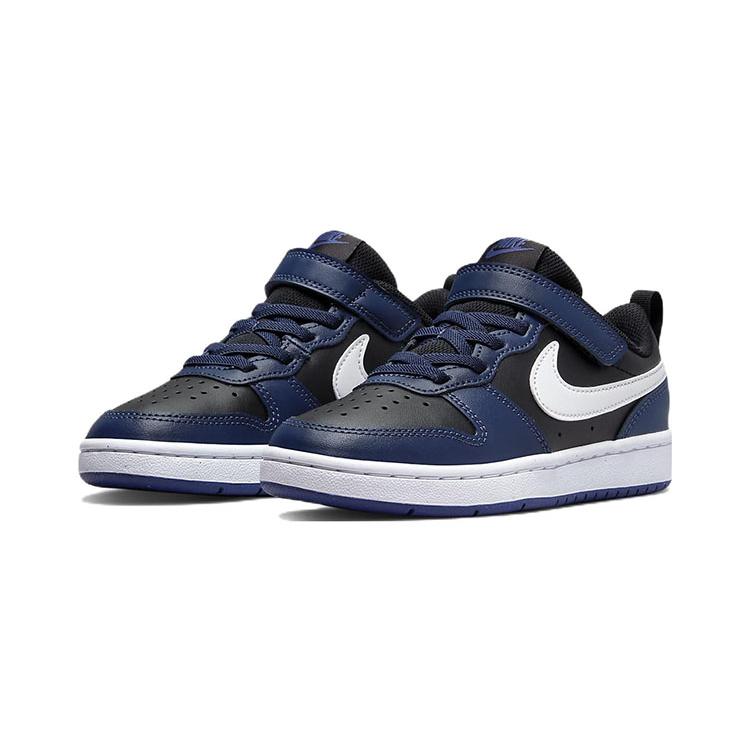New Nike Court Borough Low 2 Midnight Navy Black White PS BQ5451-404