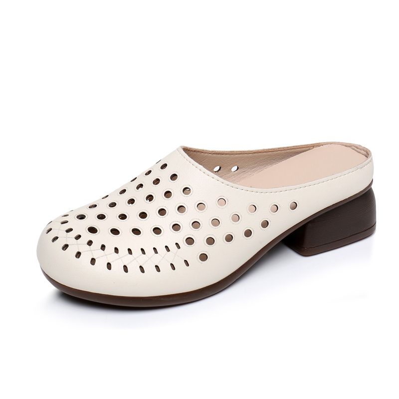 Dámské zelené sandály 2024 letní pohodlné platformové sandály pravá kůže nazouváky vyřezávané zvýšení protiskluzové módní dámské boty