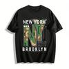 NY Camouflage Print Lässiges T-Shirt Urban Retro Trendiges Vielseitiges Oberteil Reines Baumwoll-T-Shirt