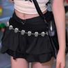 Metallic Skull Head Chain Belt Adjustable Punk Waist Chain Skirt Pants Waistband 2000s Waist Jewelry Accessories