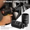 DASBET 1/2" Drive Deep Impact Socket Set 9PCS Axle Nut Impact Socket Set 6 Point 29-38mm Drive Metric Axle Hub Nut Set