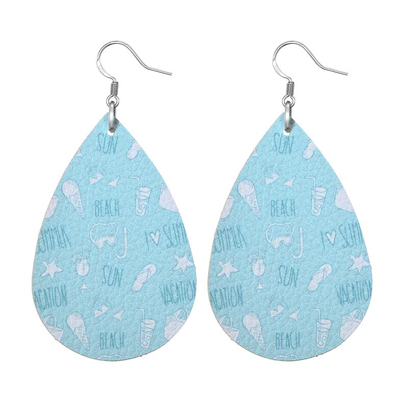 Summer Fashion Lightweight Faux Leather Earrings for Women Fruit Leaf Beach Teardrop Drop Dangle Earrings Jewelry Gift Wholesale